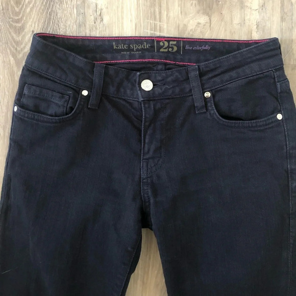! Kate Spade Dark Blue Denim Skinny Jeans Zippers at Ankles Size 25 - Picture 5 of 6